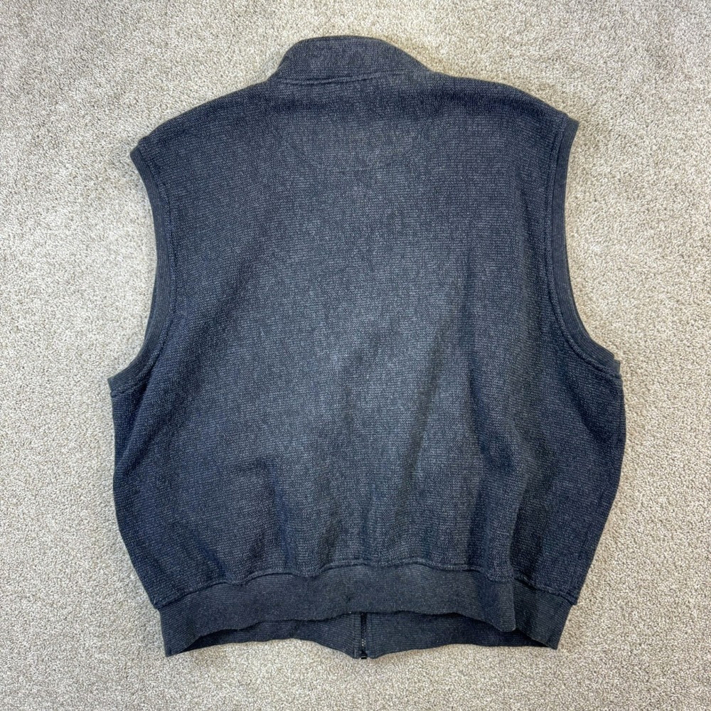 Big Dogs Mens 3X Charcoal Gray Full Zip Mock Neck Knit Vest Cotton Blend Marled - Picture 2 of 7